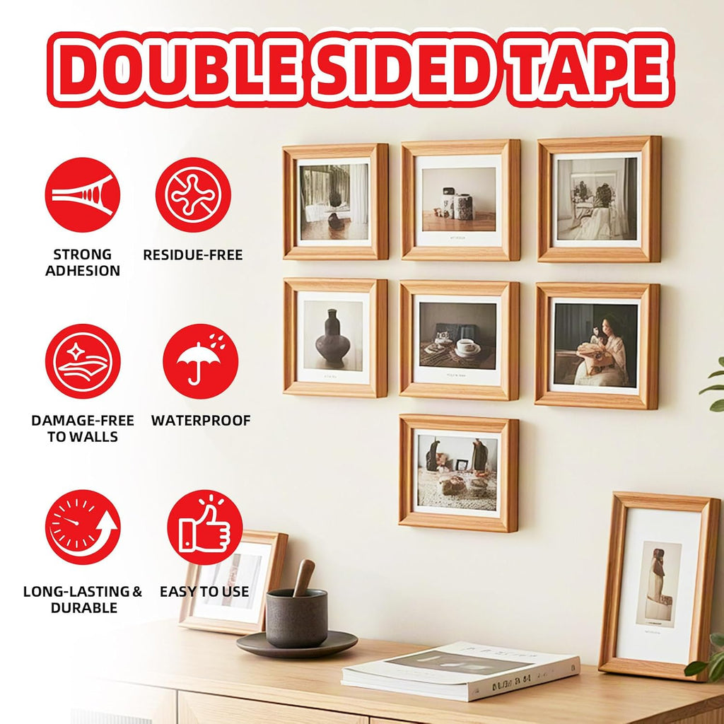 Heavy Duty Removable Double Sided Tape for Picture & Wall, 1in x 9.85ft