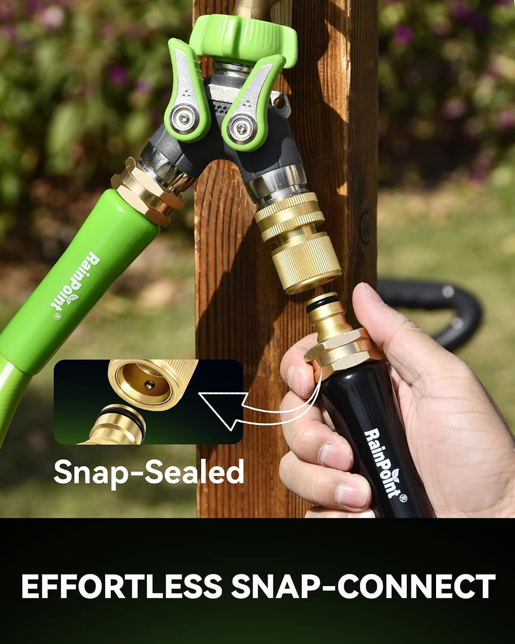 RainPoint Quick Connect Hose Fittings 3/4" GHT - Solid Brass Garden Hose Connectors, No-Leak Design & Universal Fit for Instant Connection (2 Sets)