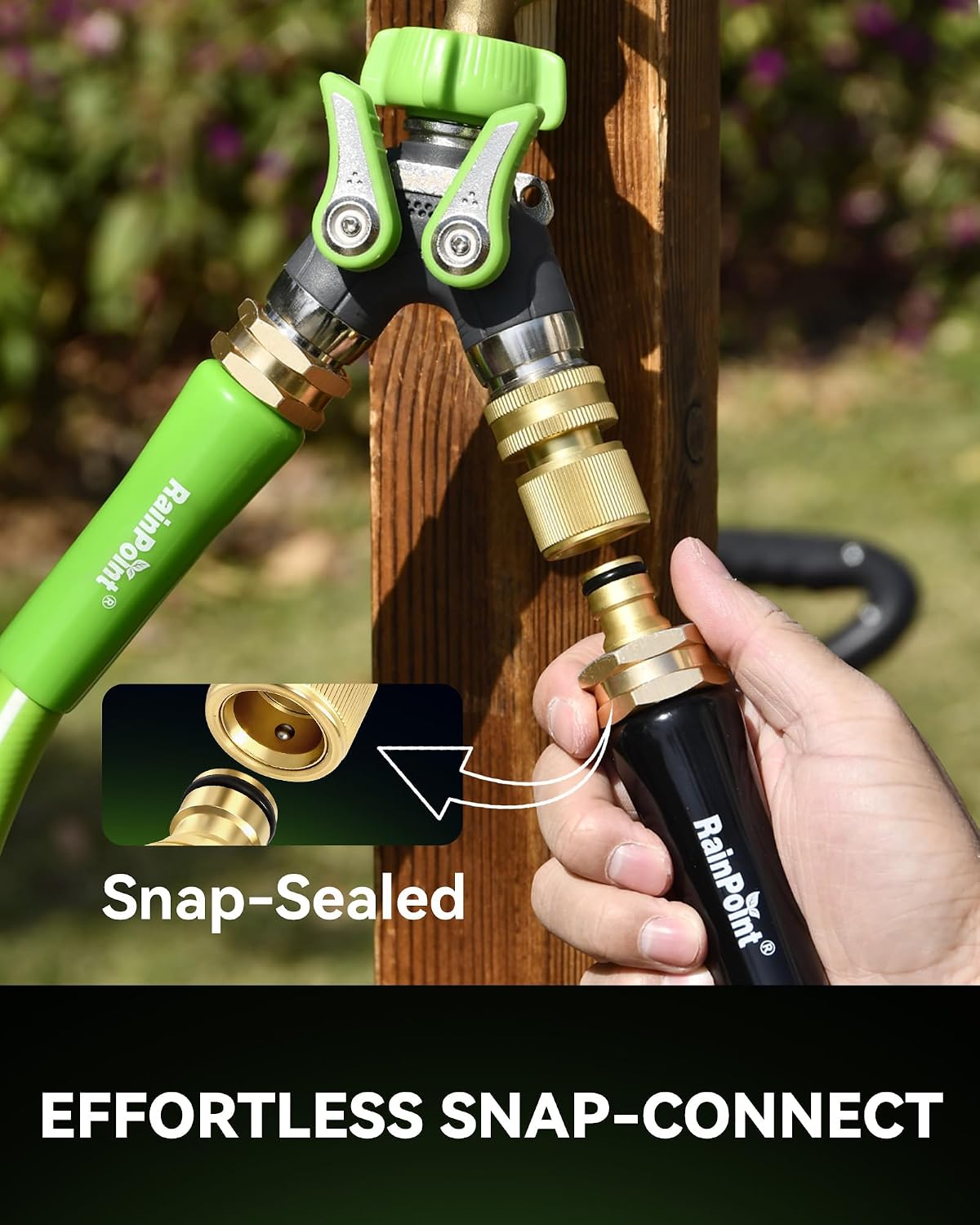 RainPoint Quick Connect Hose Fittings 3/4" GHT - Solid Brass Garden Hose Connectors, No-Leak Design & Universal Fit for Instant Connection (2 Sets)