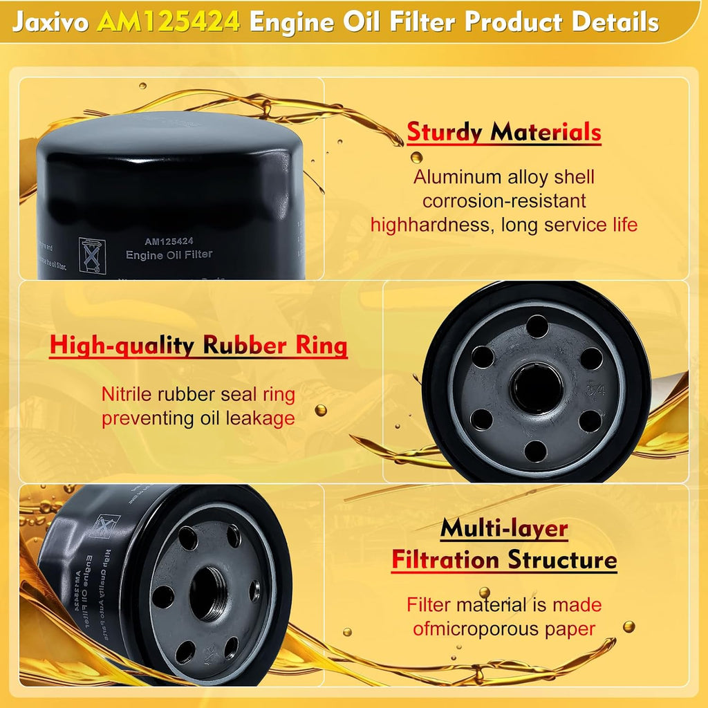 AM125424 Engine Oil Filter Compatible with John Deere 125,135,L110,LA115,D140, E110,X350,X590,S240,LX255,Z225,Z335E,Z425,Z655,D110,D120,Replace AM119567 GY20577 492932S,1PC