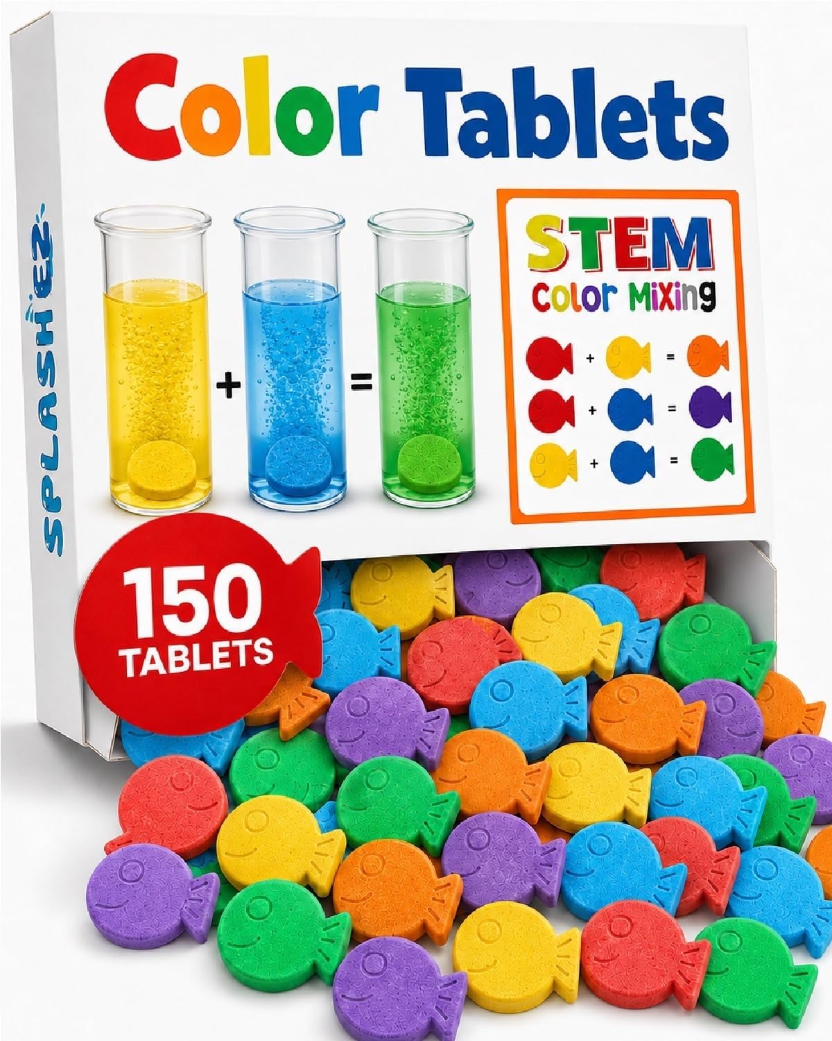 Bath Color Tablets for Kids, 150 Fizzy Bath Bombs & Bath Toys