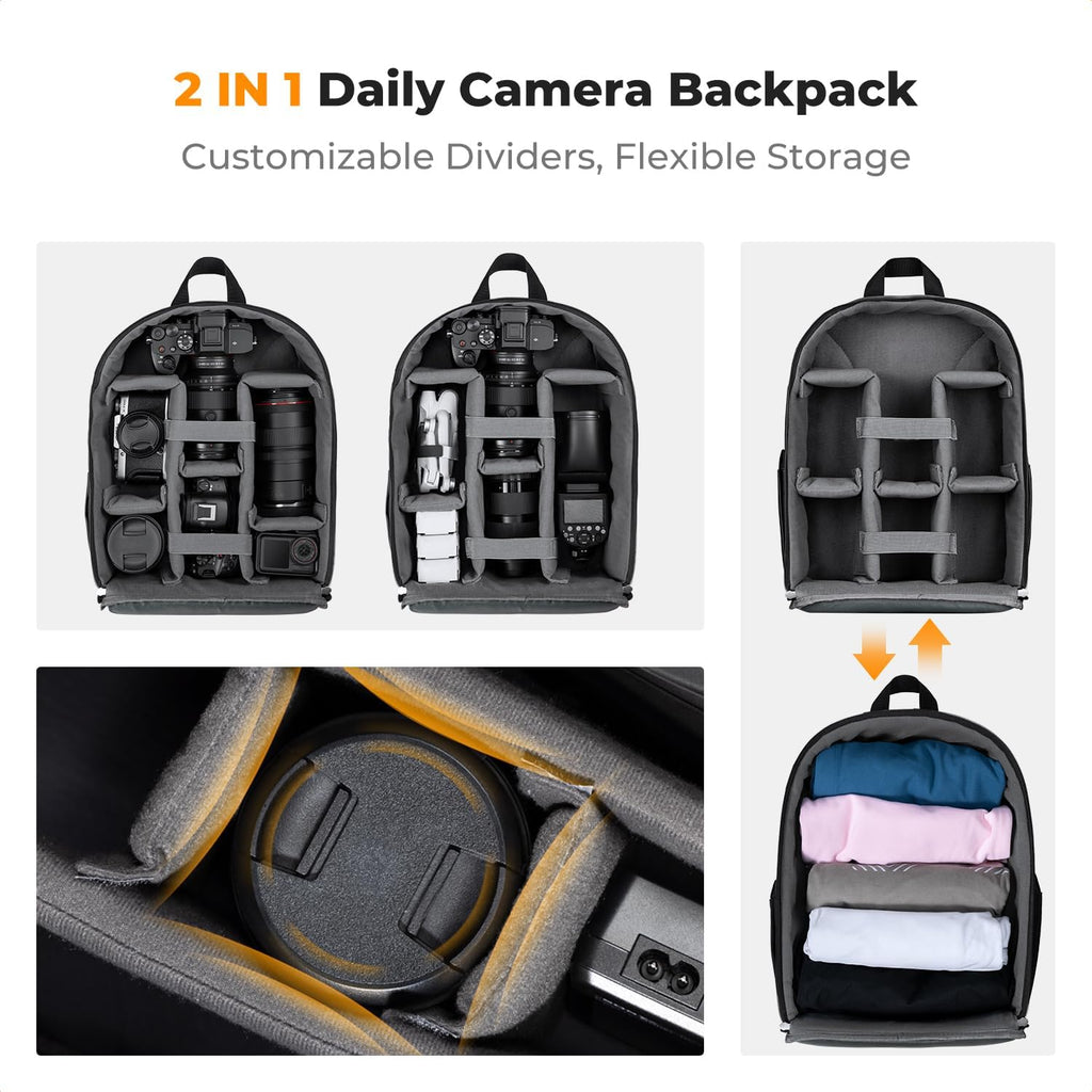 Camera Backpack, Lightweight Camera Bag with Tripod Holder | Professional Bag for DSLR/SLR Mirrorless, with 14in