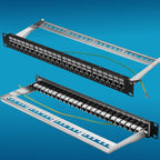 Patch Panel 24 Port Cat6A with Inline Keystone 10G Support, Coupler Patch Panel STP Shielded 19-Inch with Removable