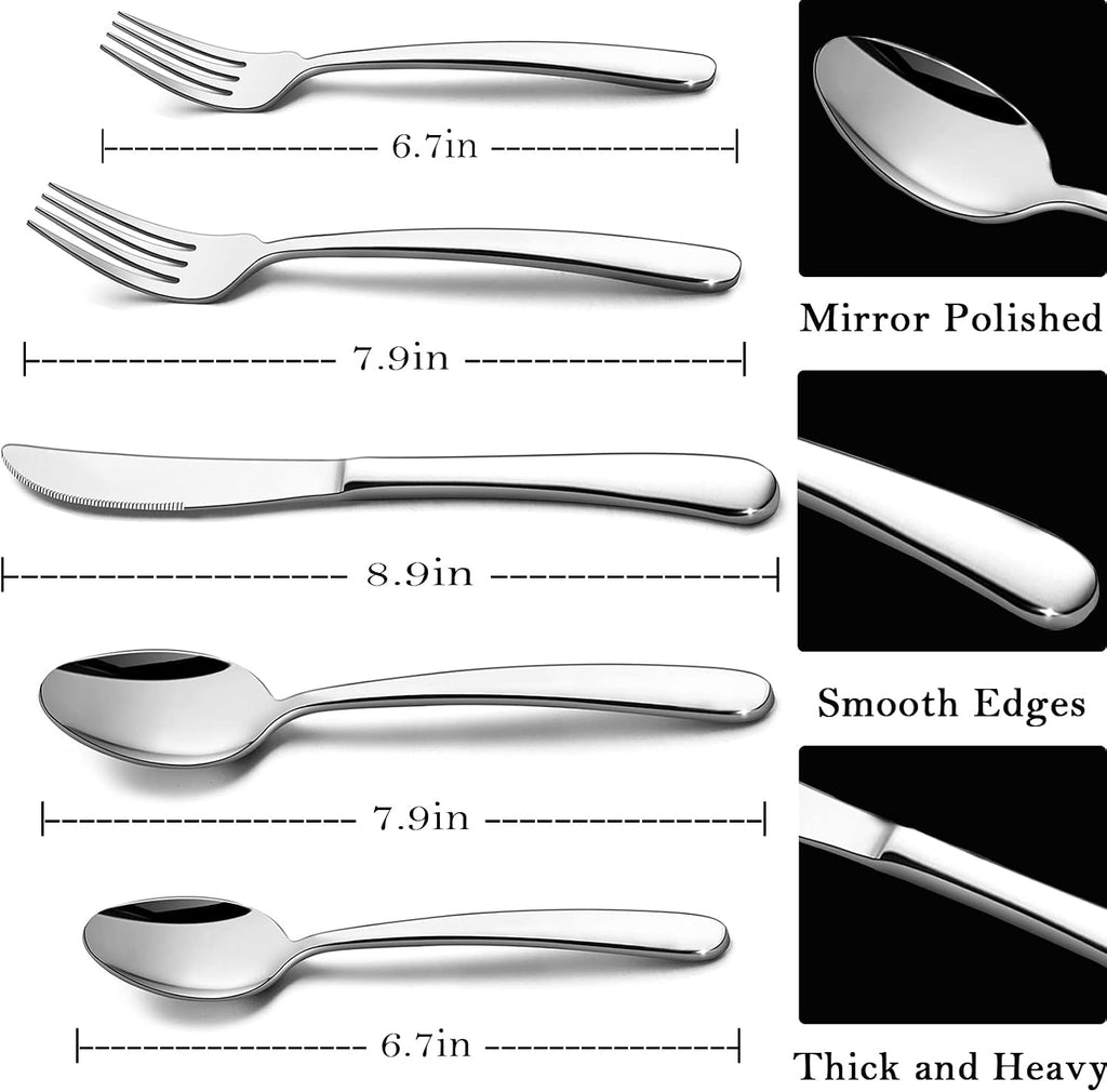 Heavy Duty Silverware Set, 60-Piece Stainless Steel Flatware for 12
