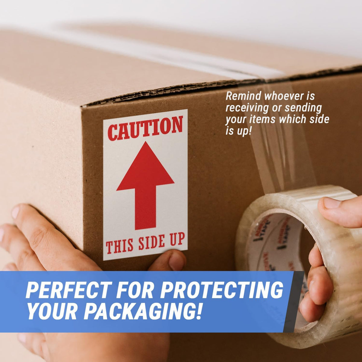 Caution This Side UP Sticker Labels, 3 x 5 inch, 300 Labels