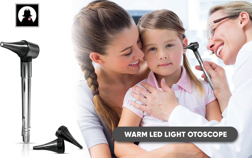 Third Generation Dr Mom Slimline Stainless LED Pocket Otoscope with Soft White Natural Hue Light Spectrum in