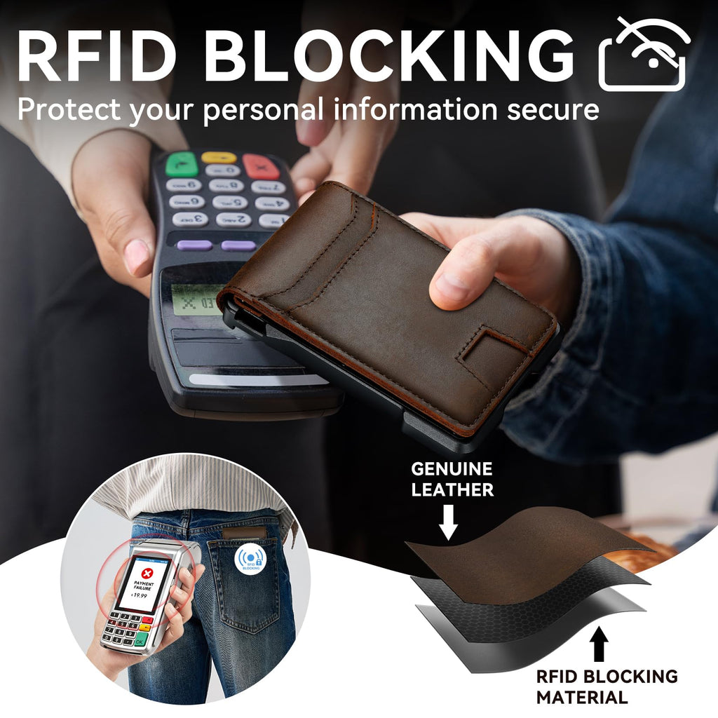 Genuine Leather Wallet for Men: Slim RFID Smart Minimalist Wallet