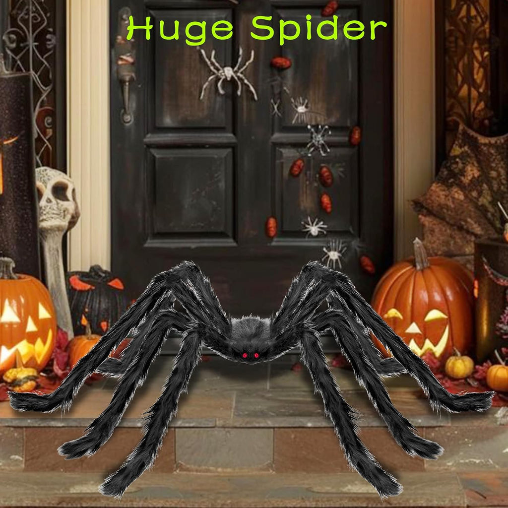 Halloween Decorations Outdoor, 2PCS 59" Scary Giant Spiders, Halloween Party Decorations, Large Haunted House