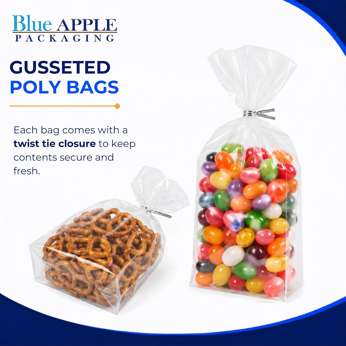Clear Gusseted Bag 2 Mil, 10" X 8" X 24" & 500 Bags | LDPE Material, For Food Packaging, Storage & Display | Heat