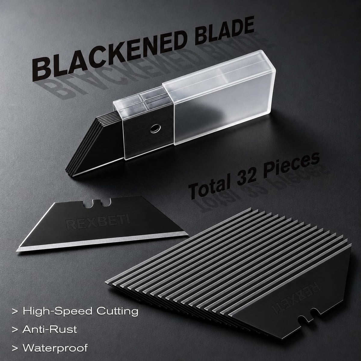 12-Pack Box Cutter, Retractable Utility Knife, Blackened SK2 Blades