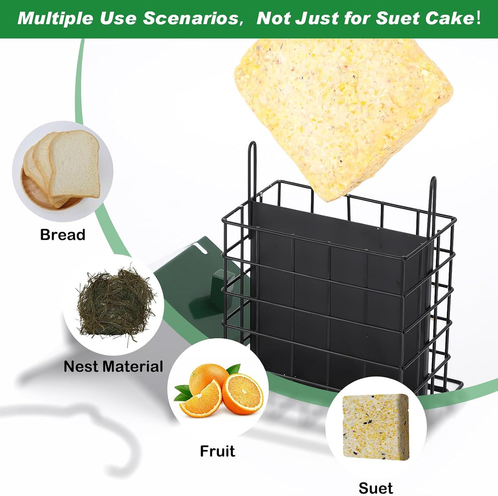 All-Metal Double Suet Bird Feeder for Outdoors Hanging, Green Roof