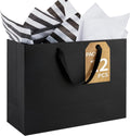 Extra Large Black Gift Bags, 12-Count, 16x6x12 Inch