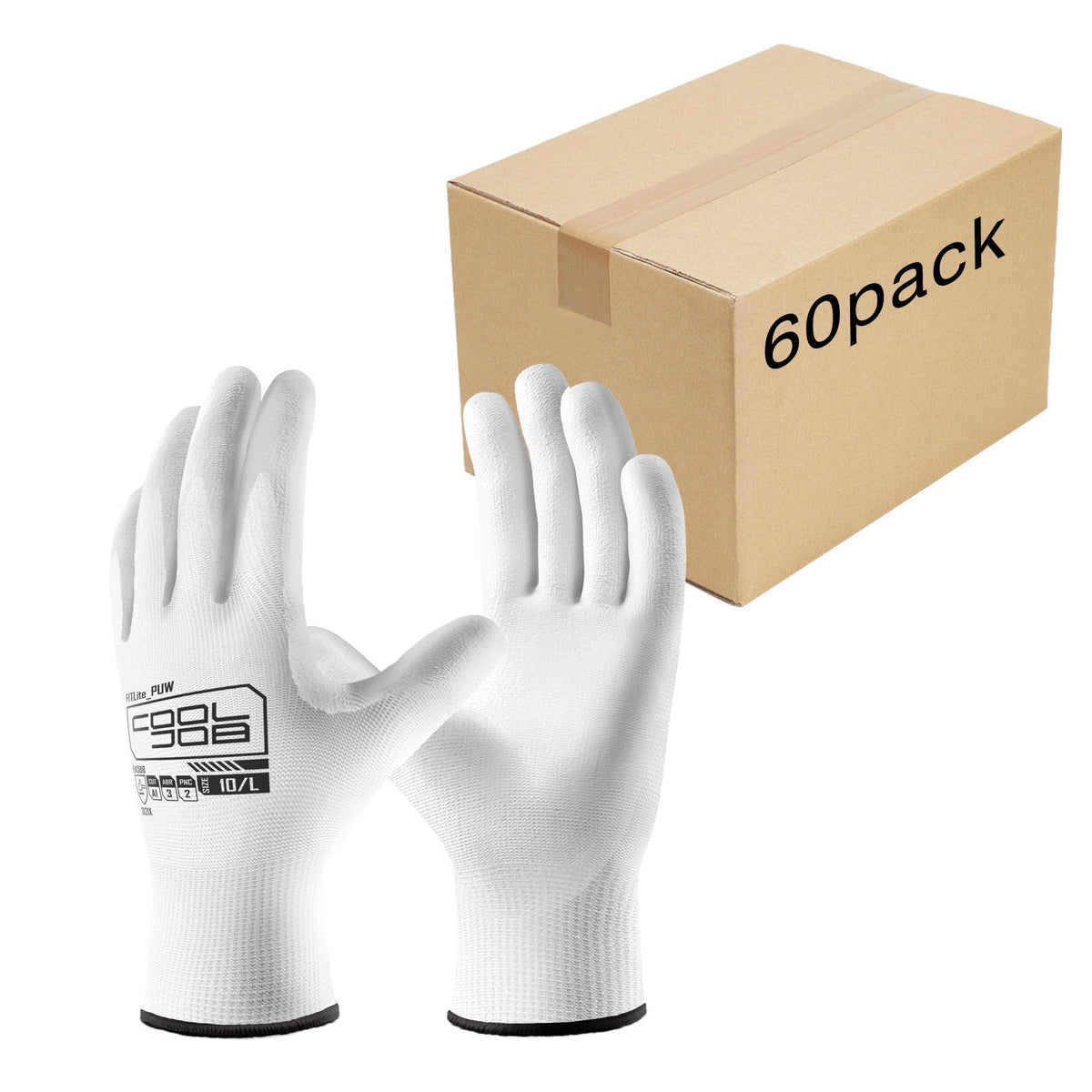 60 Pairs Safety Work Gloves Pack Bulk with Grip PU Coating