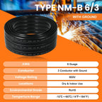 35FT 6/3 NM-B Wire with Ground 6/3 Electrical Wire 6/3 W/G Cable NMB Wire