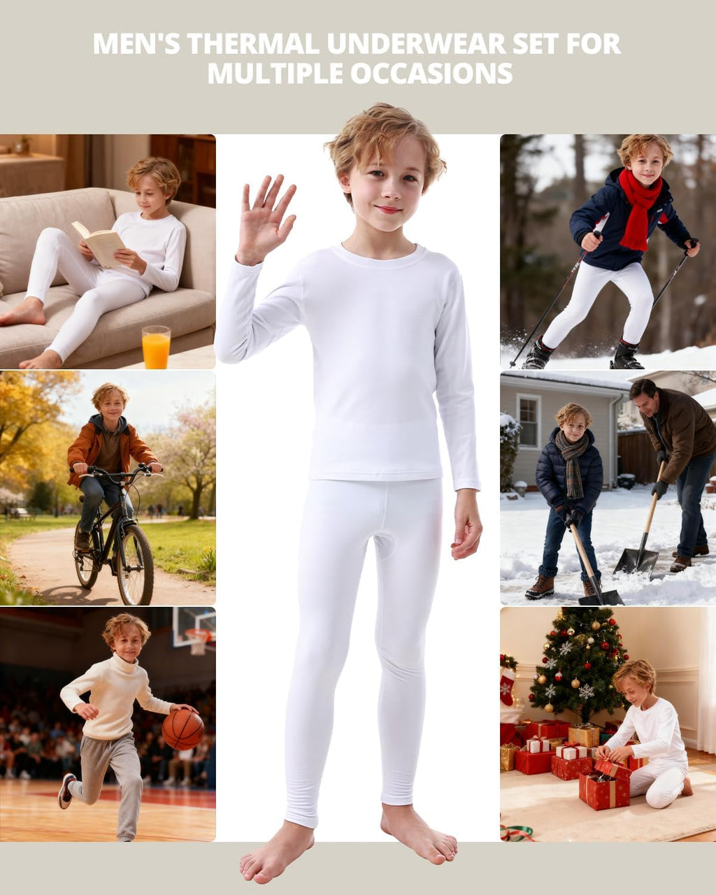 Thermal Underwear Set for Boys Long Johns Fleece Lined Set Kids Ultra Soft Base Layer Top Bottom Warm Set for Skiing