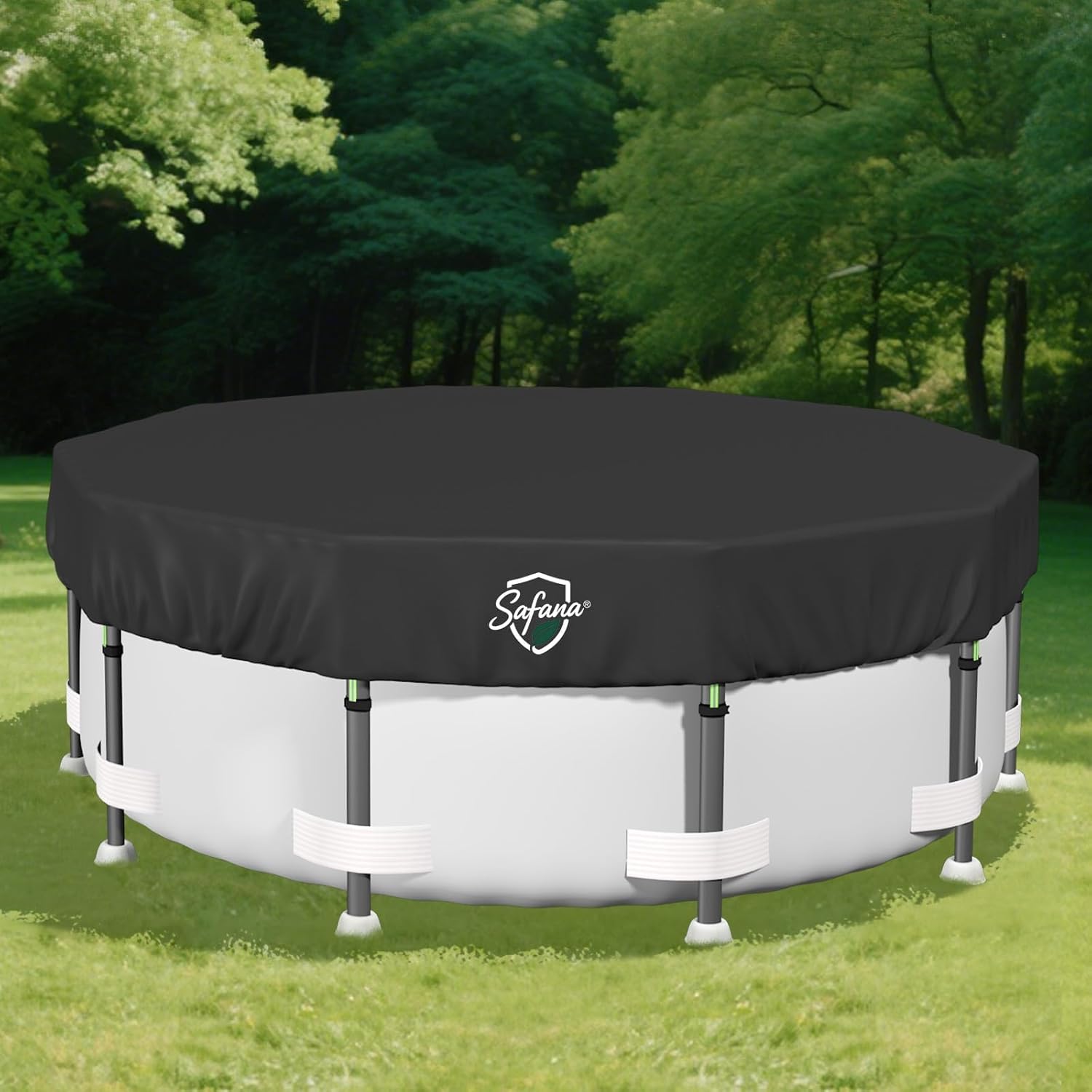 18FT Round Pool Covers for Above Ground Pools, Round Swimming Pool Cover [Upgrade 420D Thicker] Protective Leaf