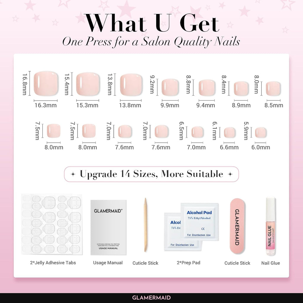 Light Pink Press on Toenails Short, Nude Coral Glue on Toe Nails