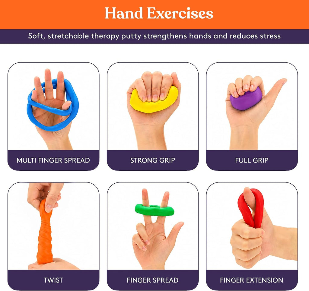 Physical Hand Therapy Putty Kit, Finger Exercisers, Hand Strengtheners, 15 Set Grip Strength,Dexterity, Mobility