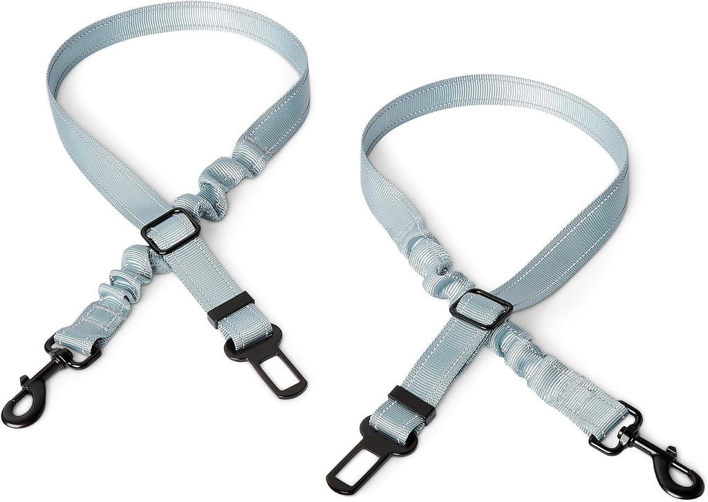 Reflective Dog Seat Belt with Collapsible Travel Bowl, Elastic Design, 360° Metal Clasp, for Dogs up to 44 lbs, 26.3