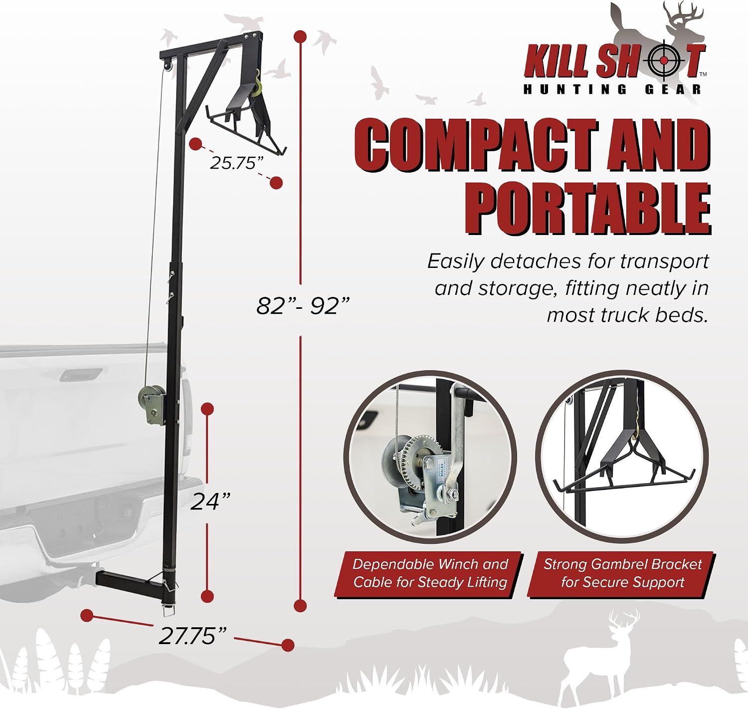 Steel Hitch-Mounted Deer Hoist with Gambrel