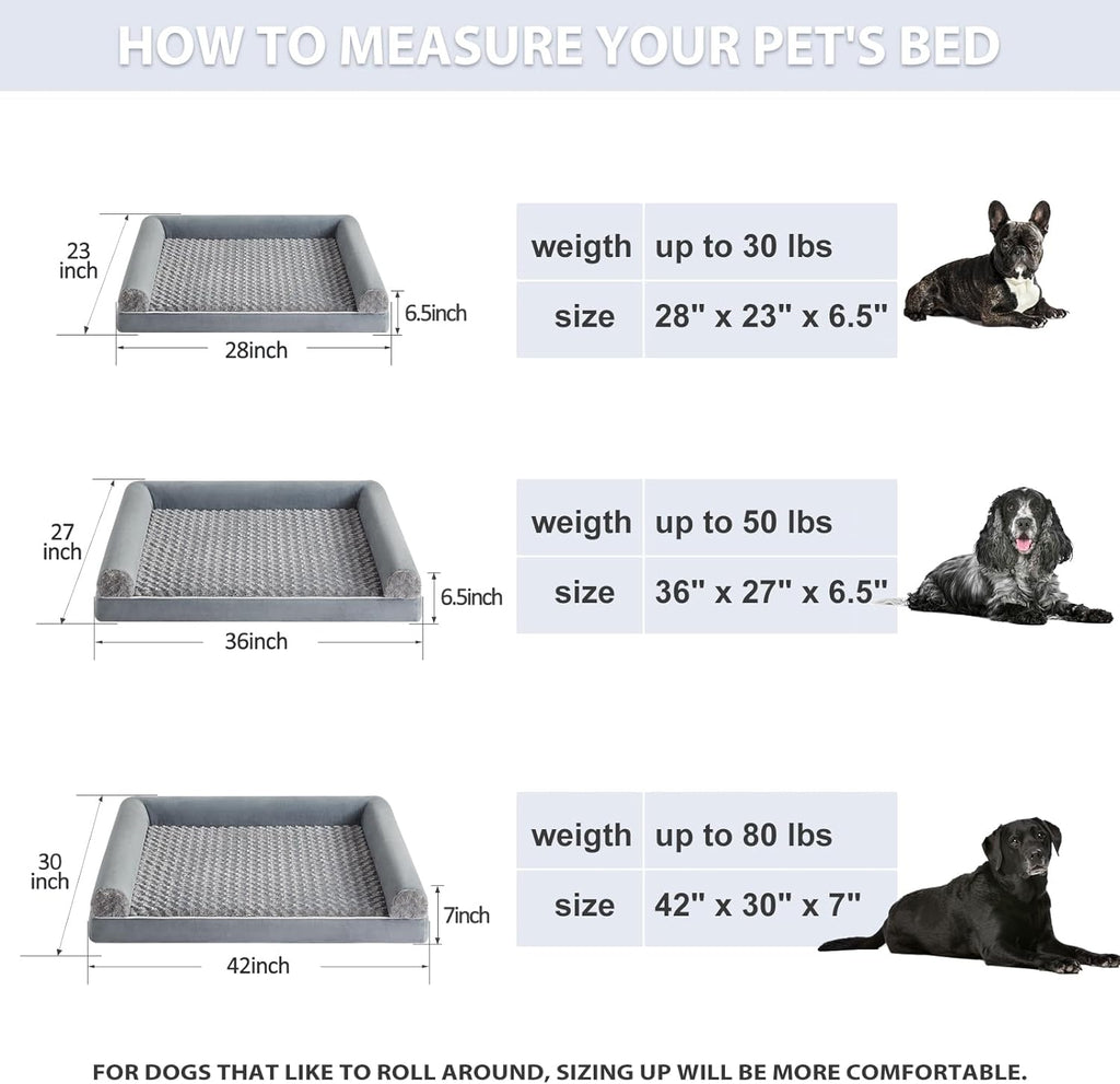 Orthopedic Washable Dog Beds Large Sized Senior Dog for Comfy Sleeping with Removable Cover, Waterproof Big Soft Pet