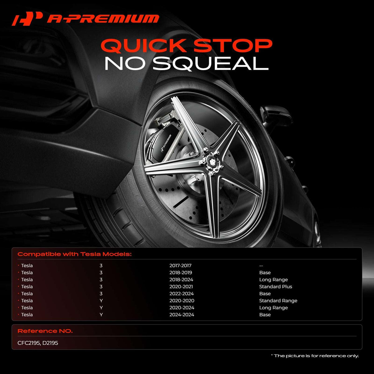 A-Premium Front Ceramic Brake Pads Compatible with Tesla