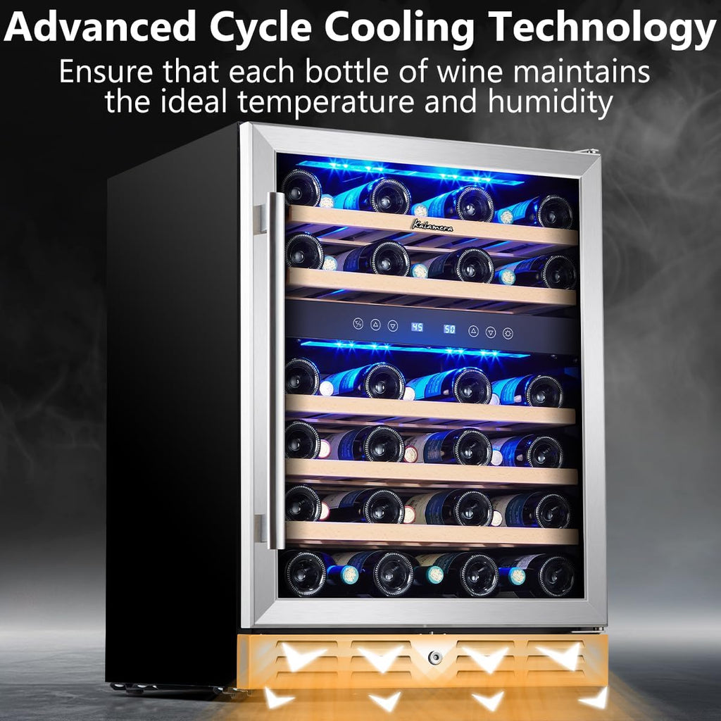 24 inch Wine Cooler, 37 Bottle Dual Zone Built-in or Freestanding