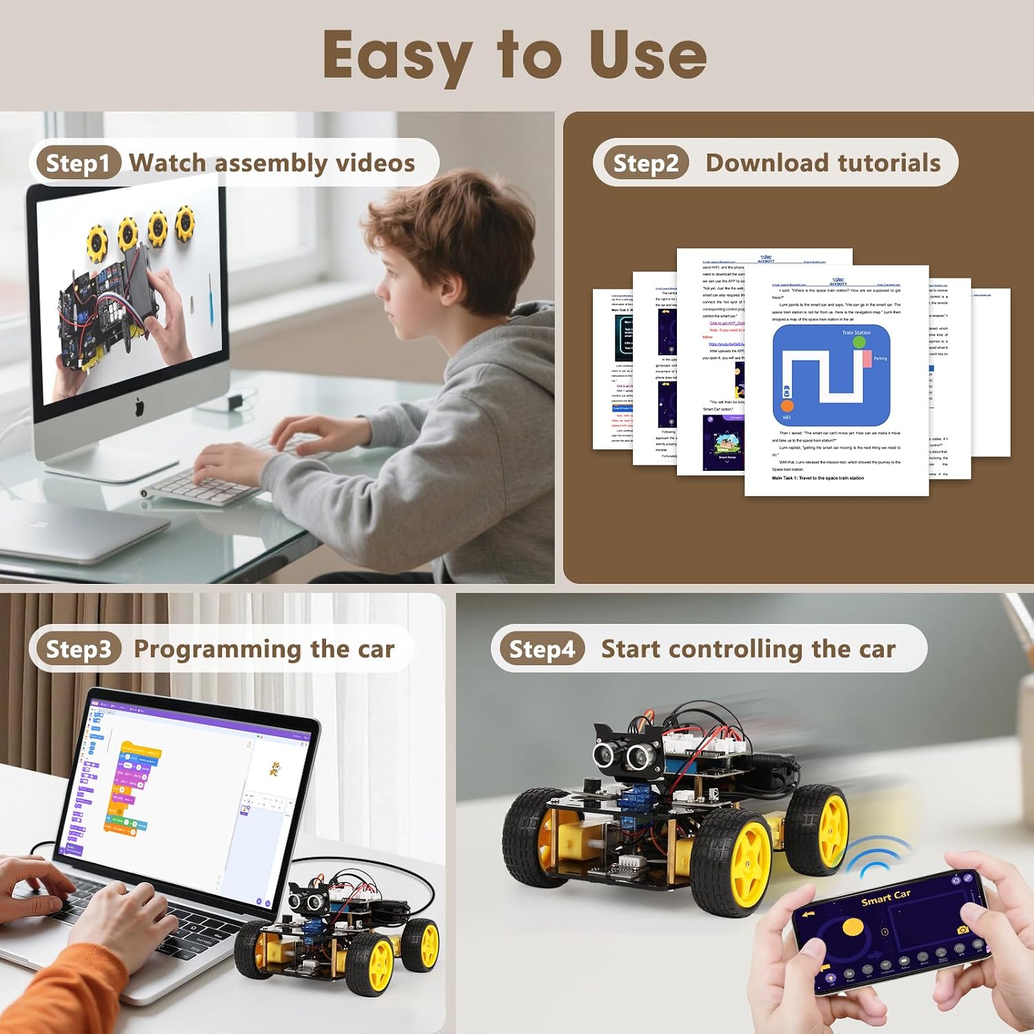 Robotics Kit for Kids Ages 8-12 12-16, Smart Robot Car Kit Compatible with Arduino & Scratch, STEM Toys Coding Robot
