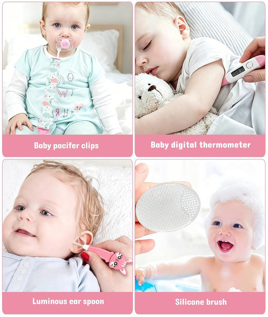 Baby Healthcare and Grooming Kit, Safety Newborn Nursery Baby Care Kit, with Hair Brush Comb, Nail Clipper
