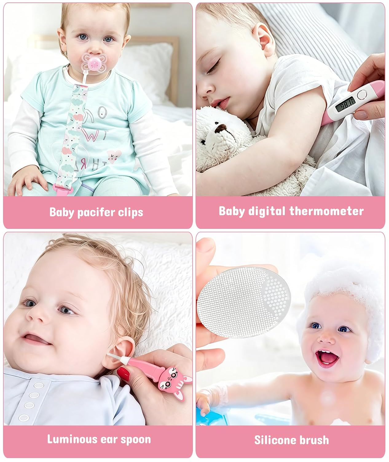 Baby Healthcare and Grooming Kit, Safety Newborn Nursery Baby Care Kit, with Hair Brush Comb, Nail Clipper