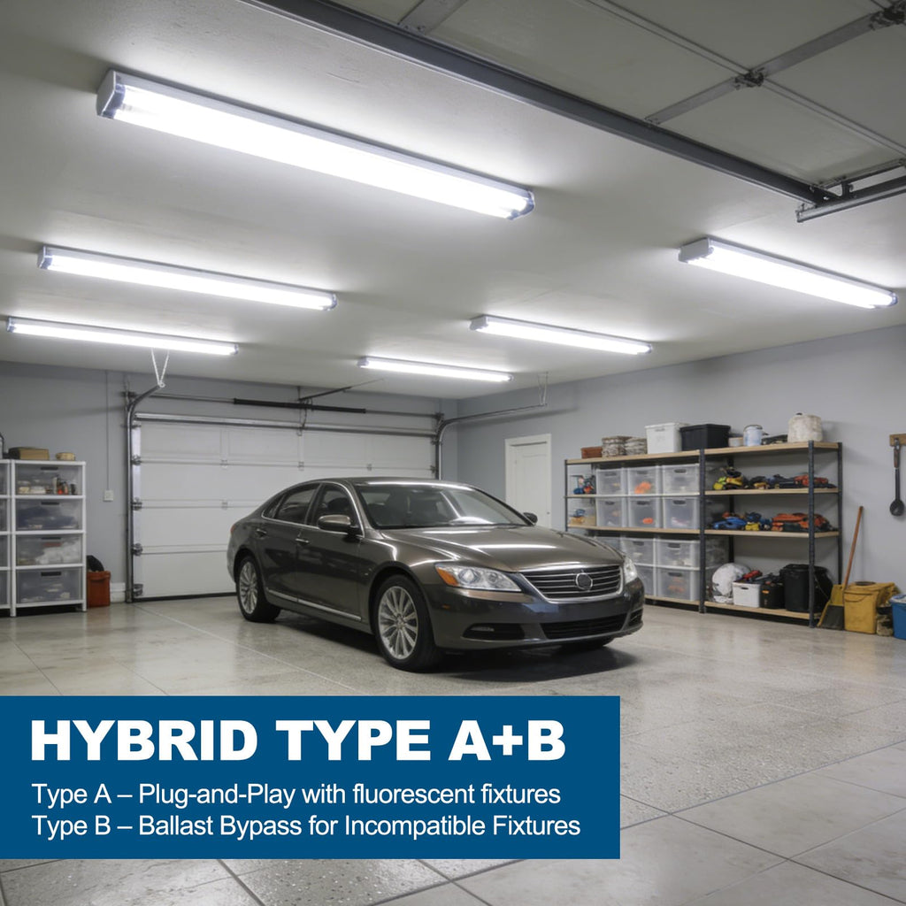 4FT LED T8 Type A+B Tube Lights, 24W(65W Equivalent), 3200LM, 6000K