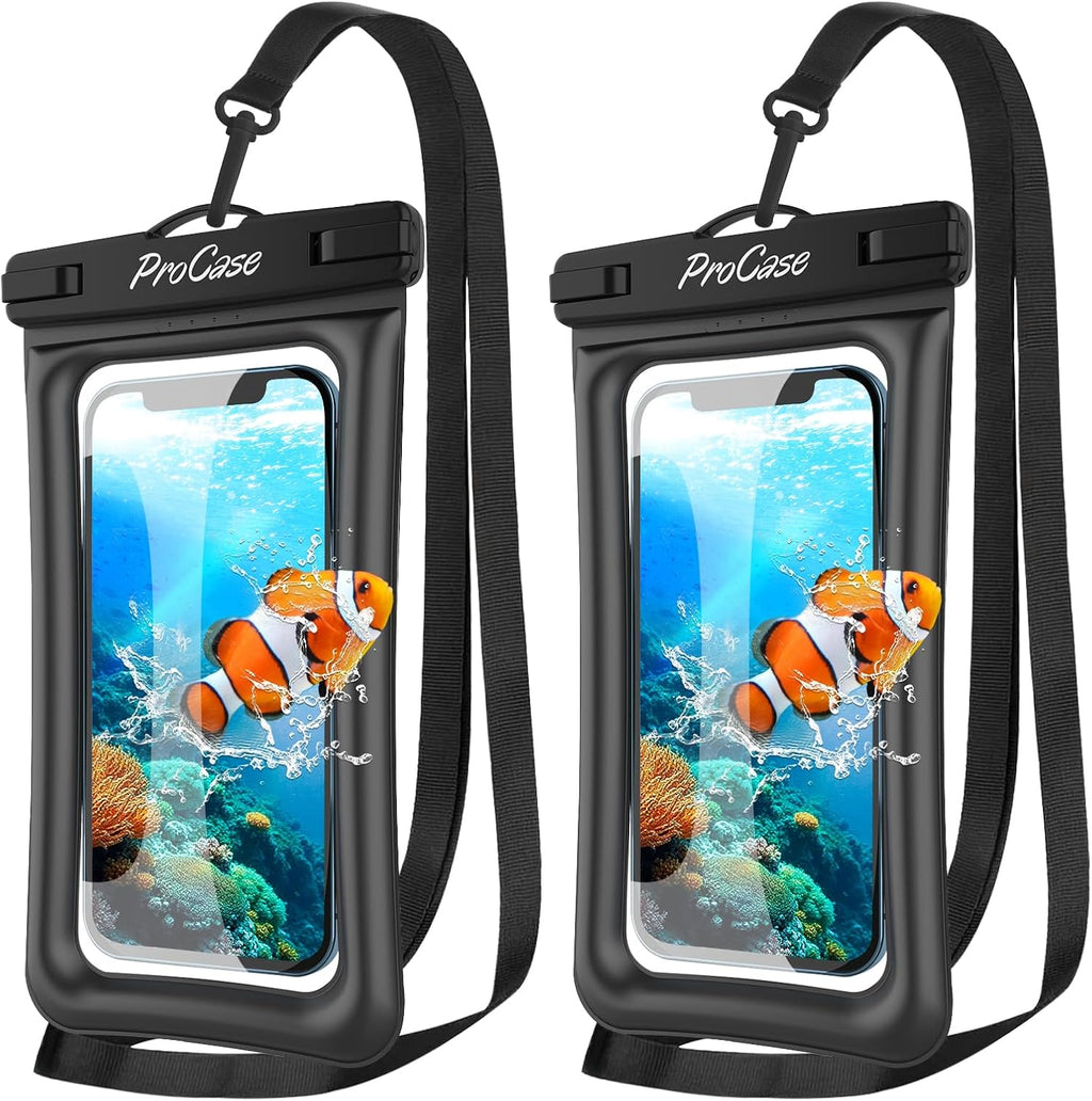 2 Pack Floating Waterproof Phone Pouch, IPX8 Dry Bag for 7" Phones | Fits iPhone 17/16/15/14, Galaxy S24/S23 & Pixel