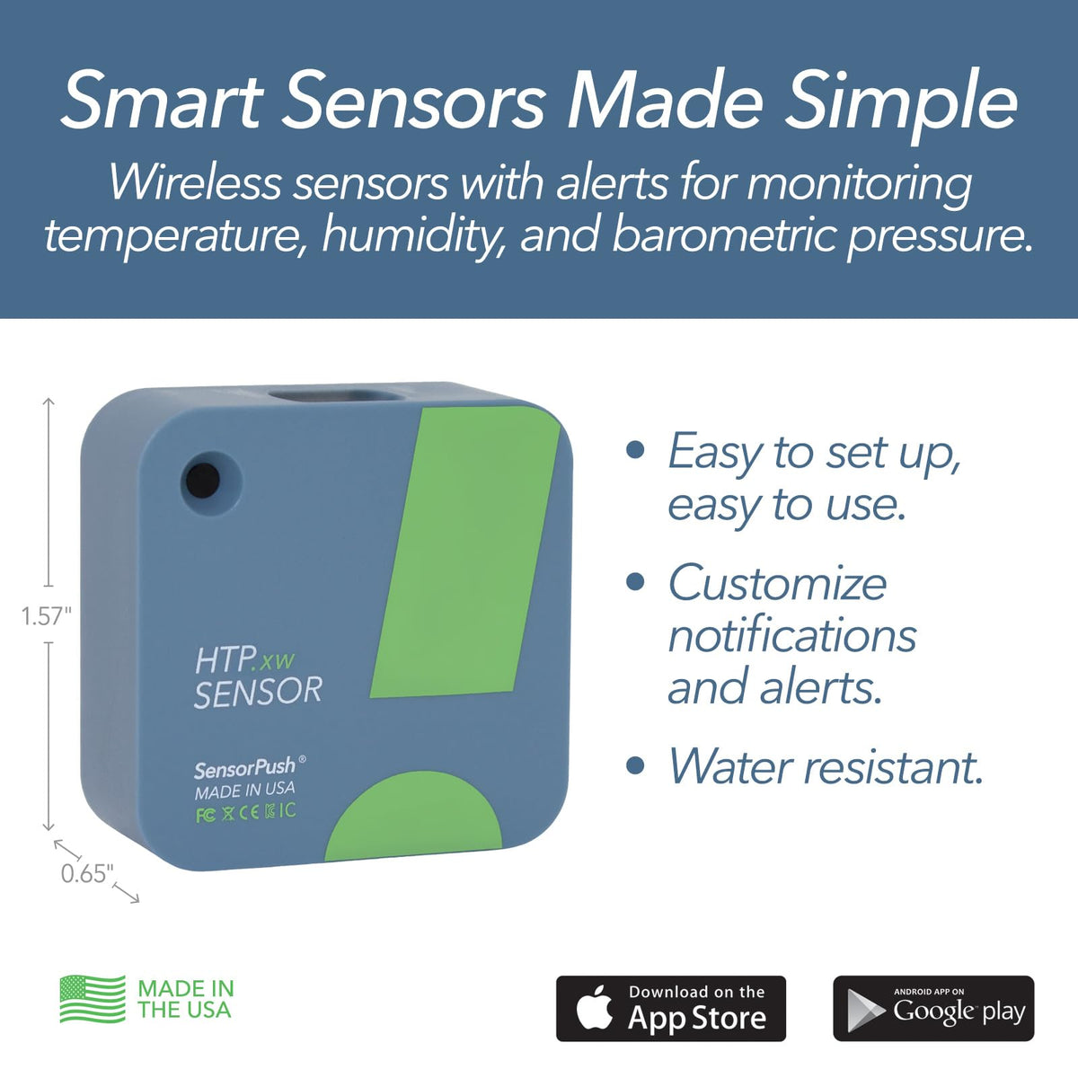 SensorPush HTP.xw Temperature, Humidity & Barometric Pressure, Bluetooth