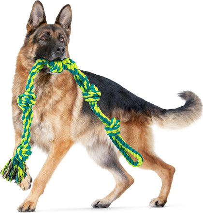 Dog Toys for Large Dogs and Aggressive Chewers, Indestructible XL Durable Dog Toy,5-Knot Rope Tug,Heavy Duty Chew