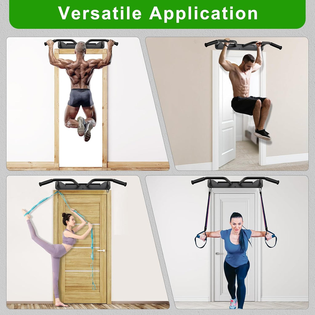 Heavy Duty Welded Pull Up Bar Wall/Joist/Ceiling Mount Chin Up Bar | Multifunctional Pull-up Bars w/Resistance Band