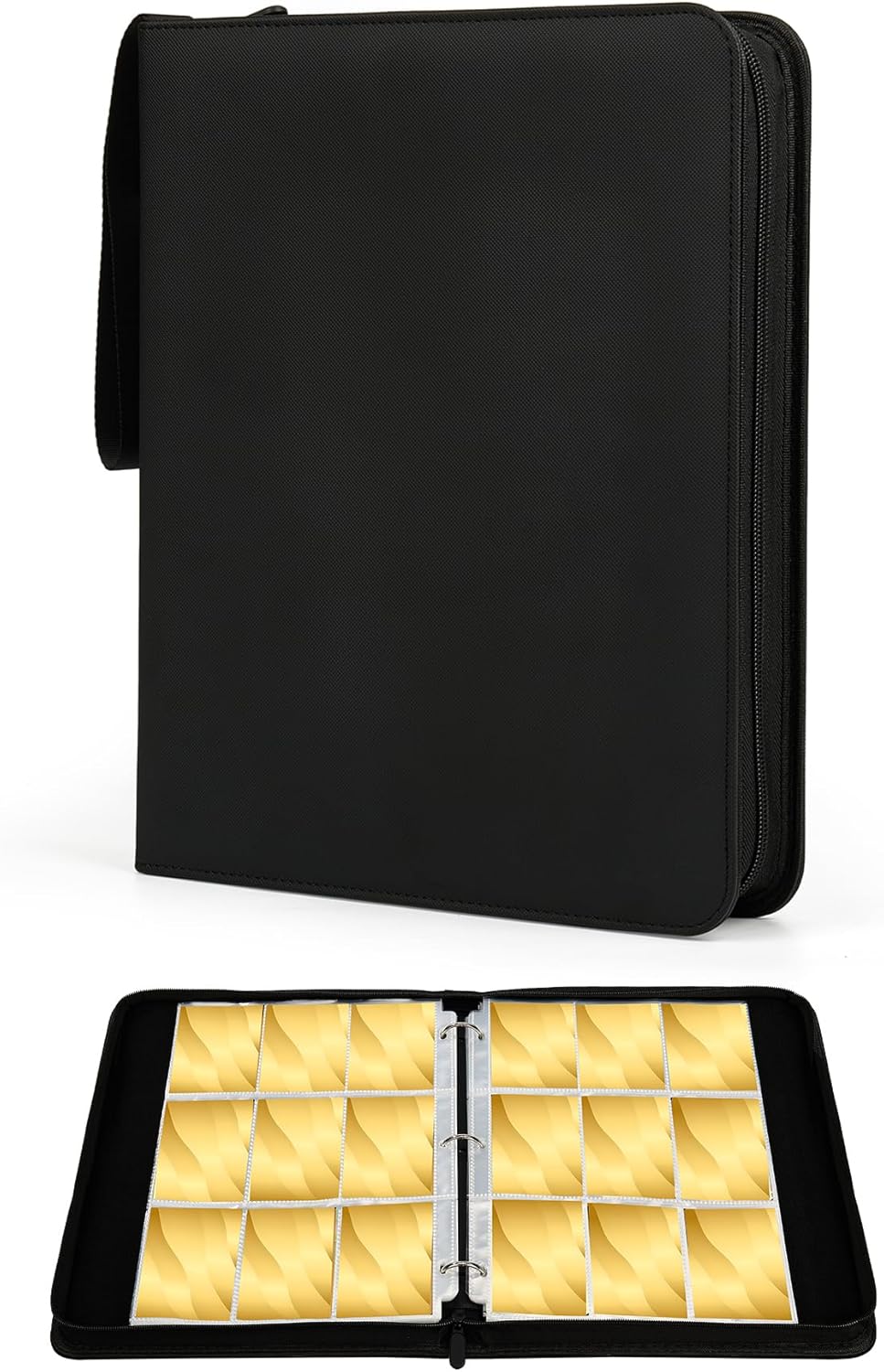 9-Pocket Trading Card Binder, PU Leather Zip Card Binder Album Holds 900 Cards for TCG, Sports Cards, Collectible