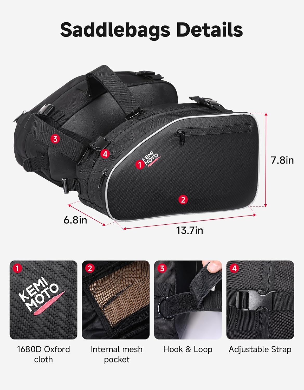 Motorcycle Saddlebags Expandable 20-24L with Rain Covers | Compatible with Dirt Bike Dual Sport Motorcross Motorbike