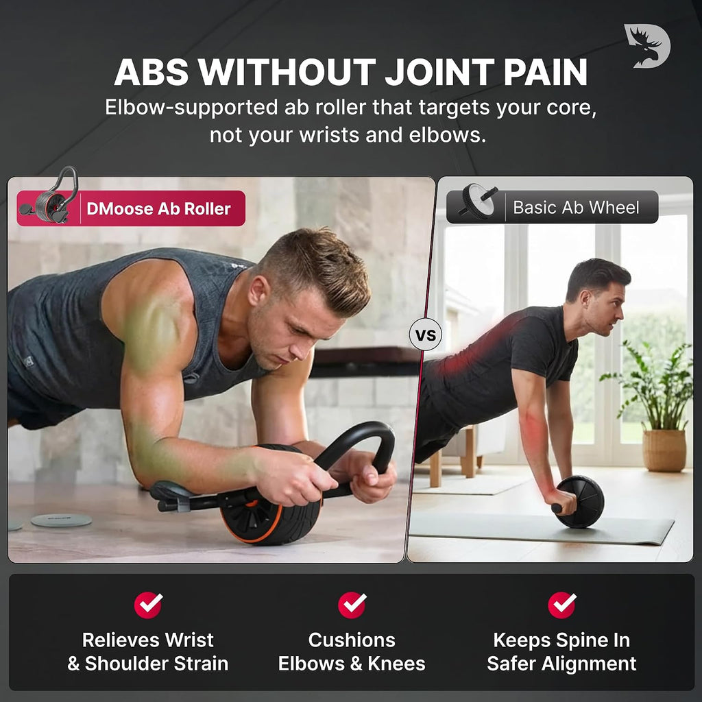 Ab Roller Wheel with Elbow Support & 2 Knee Pads - Abdominal Exercise Trainer for Core Strength Training - Ultimate