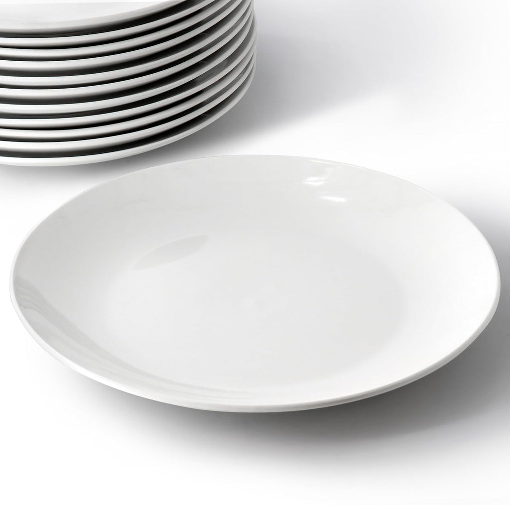 Professional Kitchen 12 Piece Porcelain Dinnerware/Tableware Set (Round Dinner Plate White)