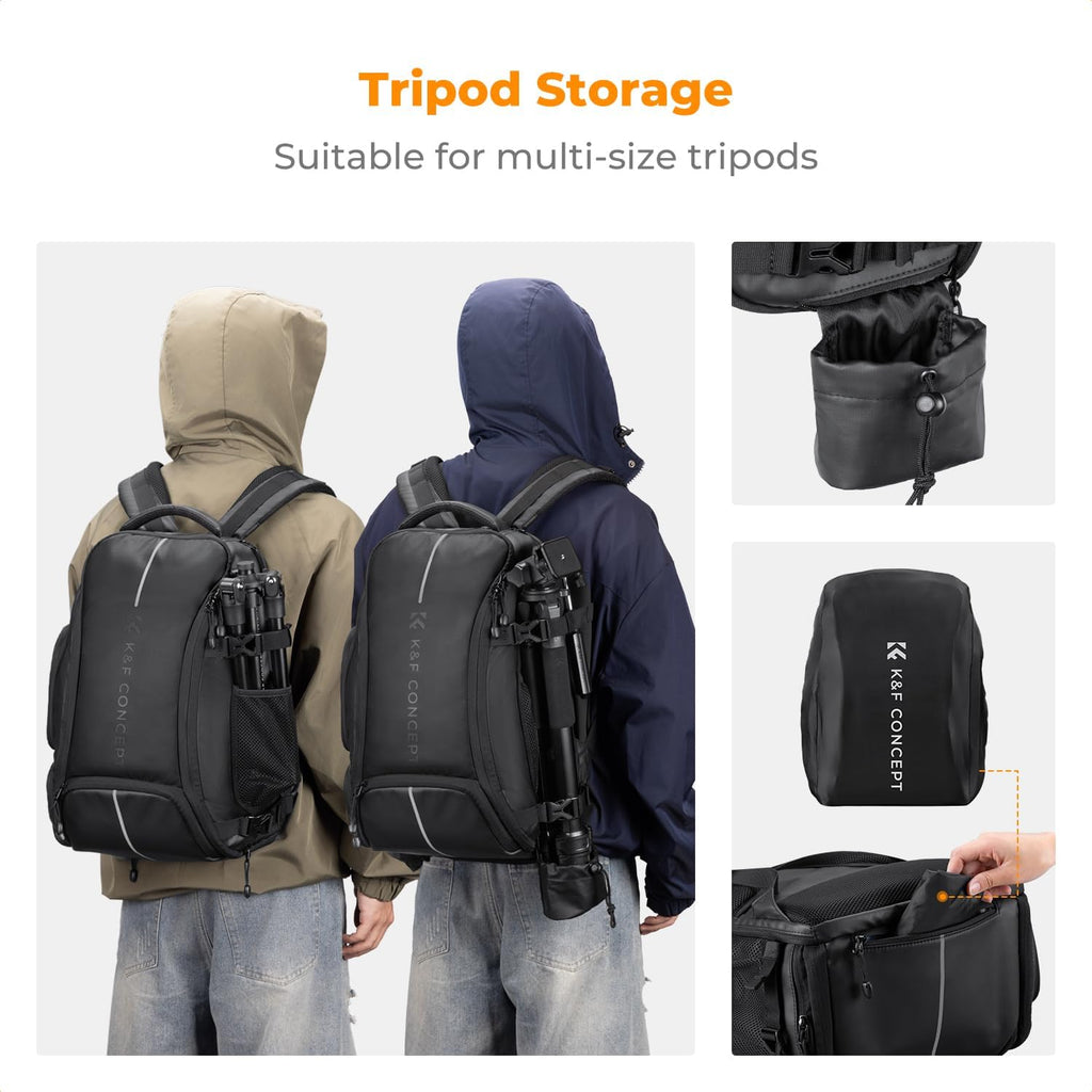 Camera Backpack,25L Large Capacity Camera Bag for Photographers | Raincover, 15.6 Inch Laptop Compartment, Compatible