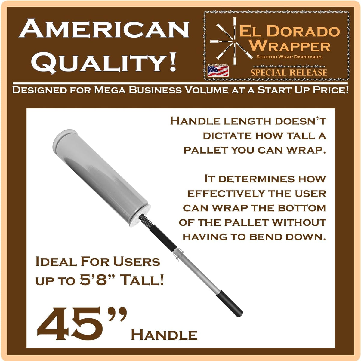 El Dorado Wrapper Stretch Wrap Dispensers (45" Handle)