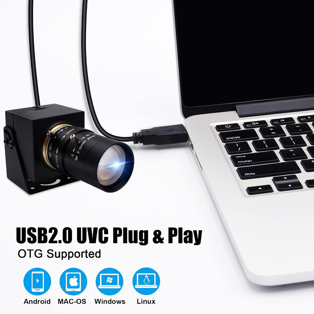 1080P USB Webcam with Telephoto 5-50mm Lens, Full HD Computer Camera 100fps/60fps/30fps for Windows/Mac/Linux/Android