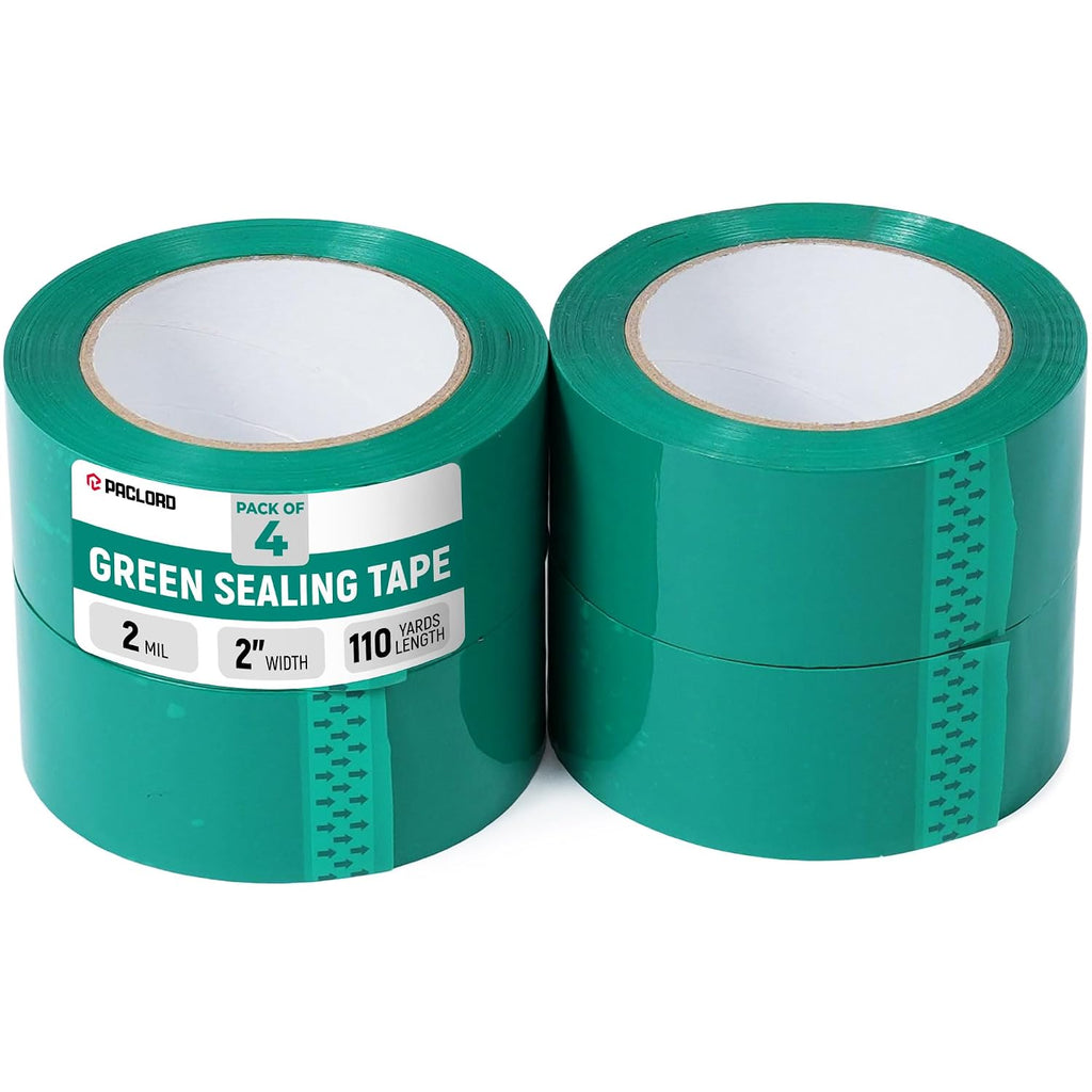 2" x 110 Yards Green Packing Tape, 4 Rolls