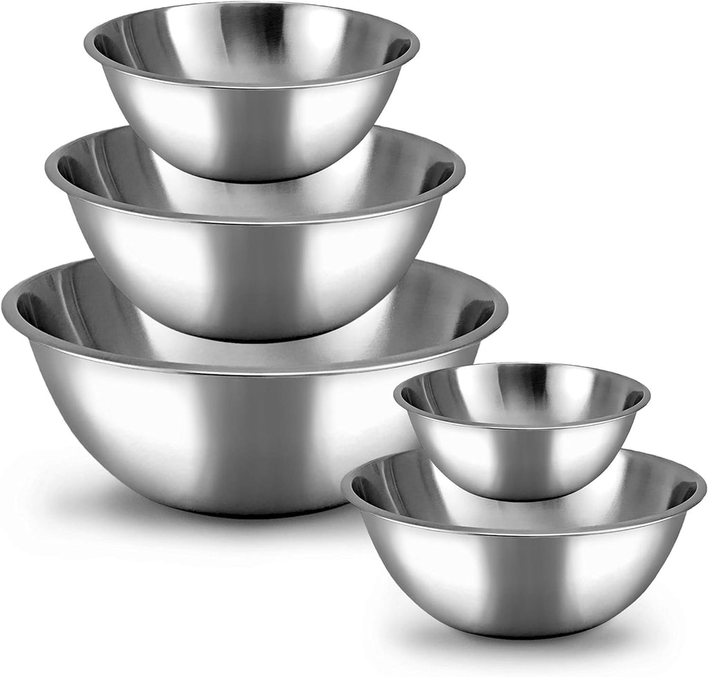 Meal Prep Stainless Steel Mixing Bowl (5-Piece Set) Home, Refrigerator, and Kitchen Food Storage Organizers |