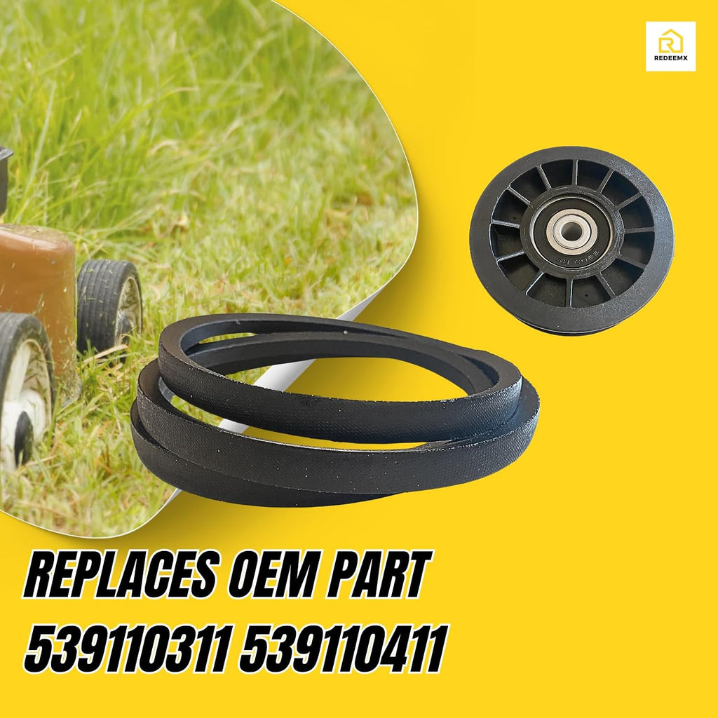 Z246 Drive Idler Pulley and Belt Kit Compatible with Husqvarna Z254F Z200 CZ3815 CZ4217 CZ42175 460ZX RZ4623 Z5424 Z4824 Parts Replaces 539110311 539110411 Aftermarket Deck Drive Kit