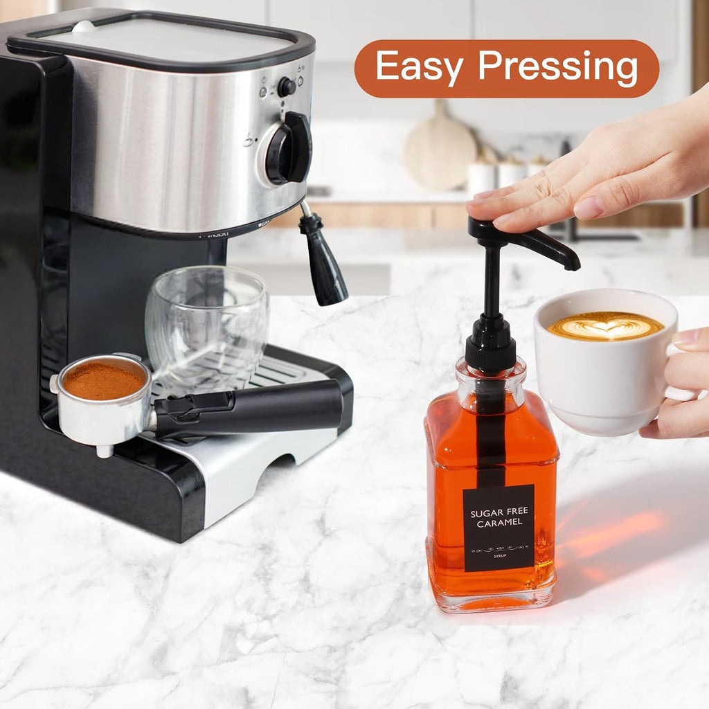 16oz Coffee Syrup Dispenser 2-Pack with BPA-free Plastic Pump