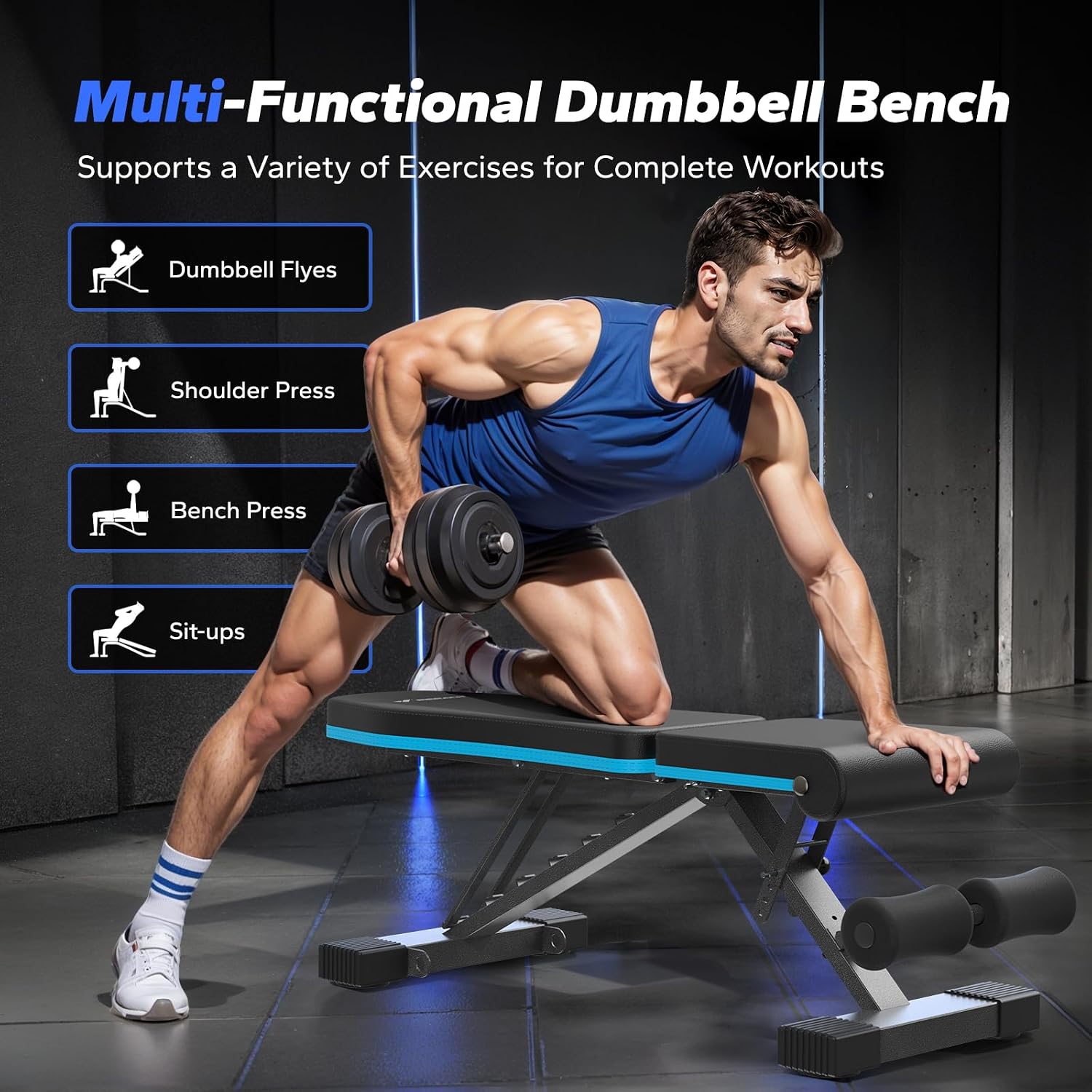 Weight Bench, Foldable Weight Benches for Home Gym with 990 LBS, Adjustable Weight Bench with 72 Training Angles