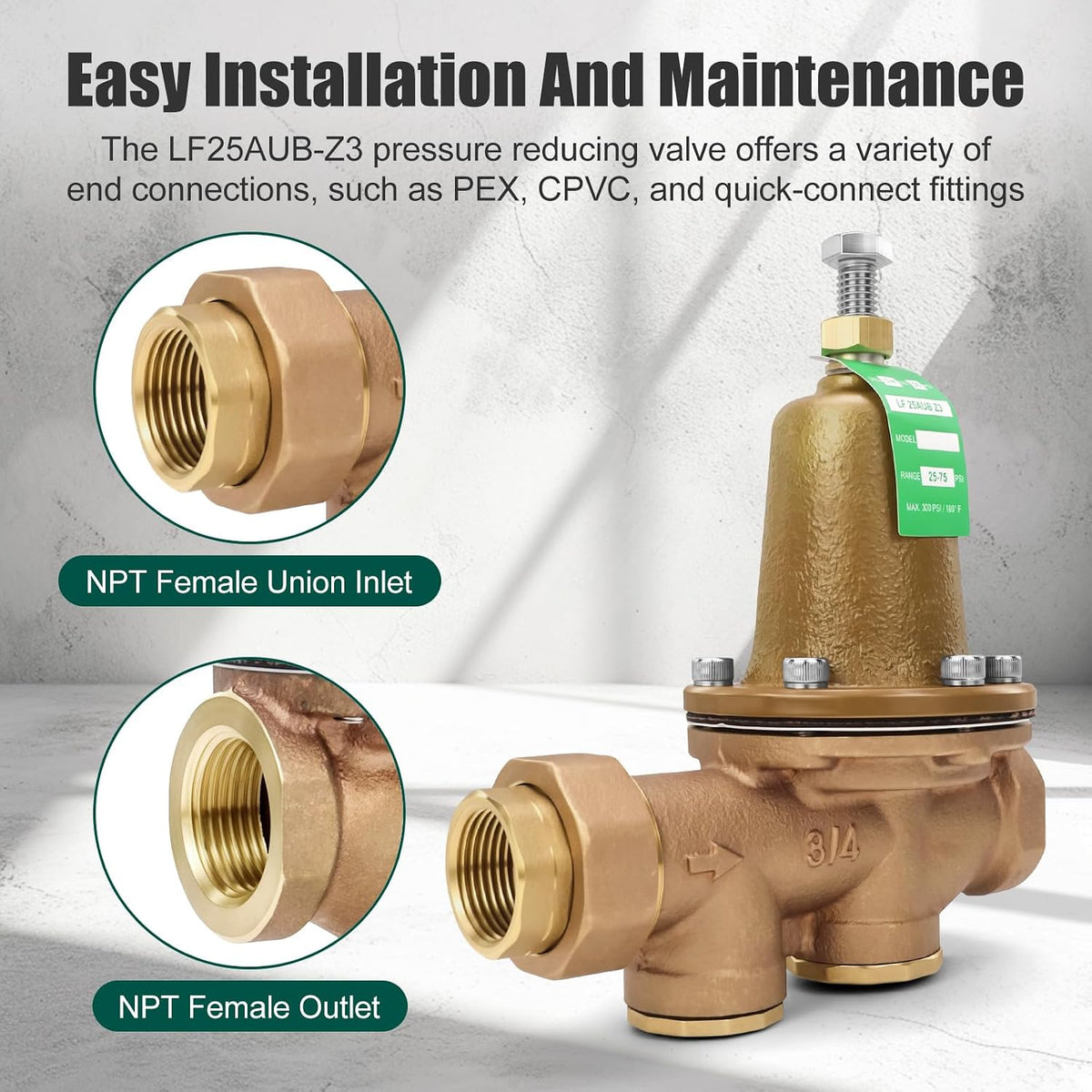 LF25AUB-Z3 3/4" Cast Copper Silicon Alloy Pressure Reducing Valve