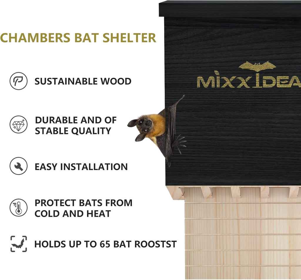 Bat House Bat Box Double Chamber Outdoor House Nursery Bat Shelter Habitat Big bat Box Handcrafted from Cedar Wood