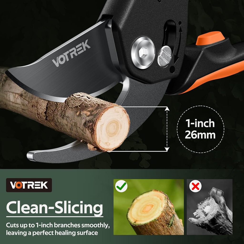 Pruning Shears, [Patented Stepless Handle Opening] - Garden Clippers with Ultra-Sharp SK5 Steel for Weak Hand, Bonsai